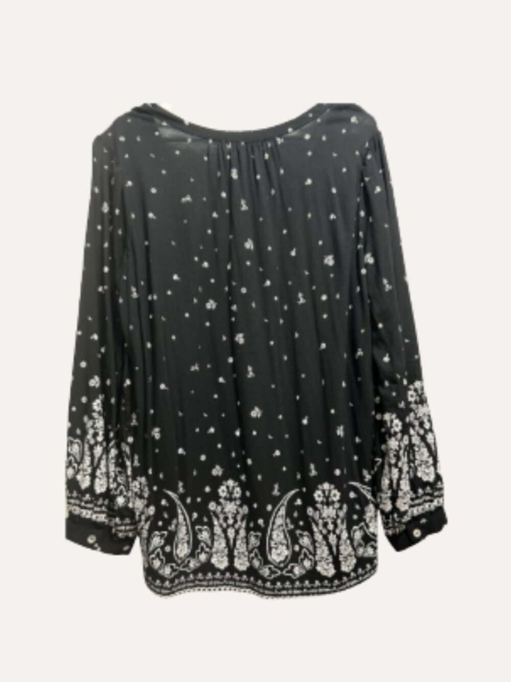 Lucky Brand Black & White Paisley Boho Blouse – Size L - Picture 2 of 5